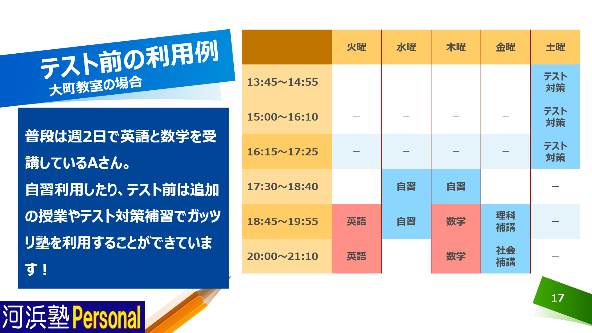 テスト前は毎日利用できます。