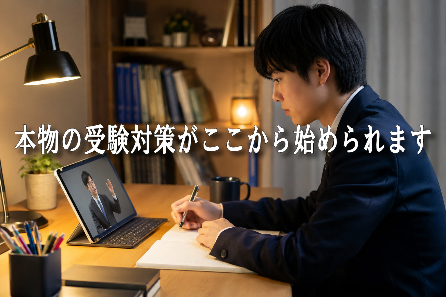 映像授業を視聴する高校生のイメージ